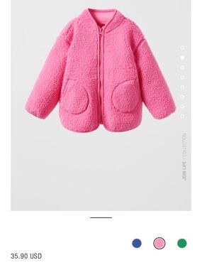 Zara Pink Fleece Jacket Size 2-3 Years